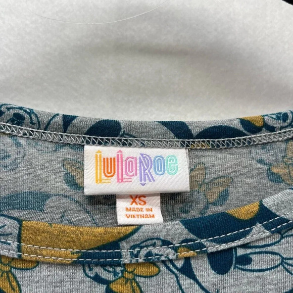 LuLaRoe Dress Size XS Carly Swing Minnie Mouse Short Sleeve Hi Low Stretch Gray - Picture 8 of 11